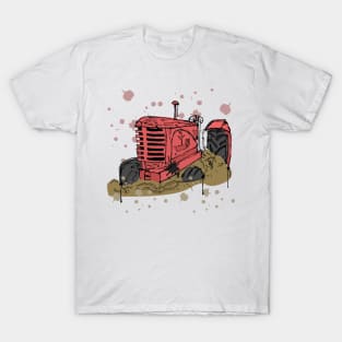 Abandoned red tractor watercolor sketch T-Shirt